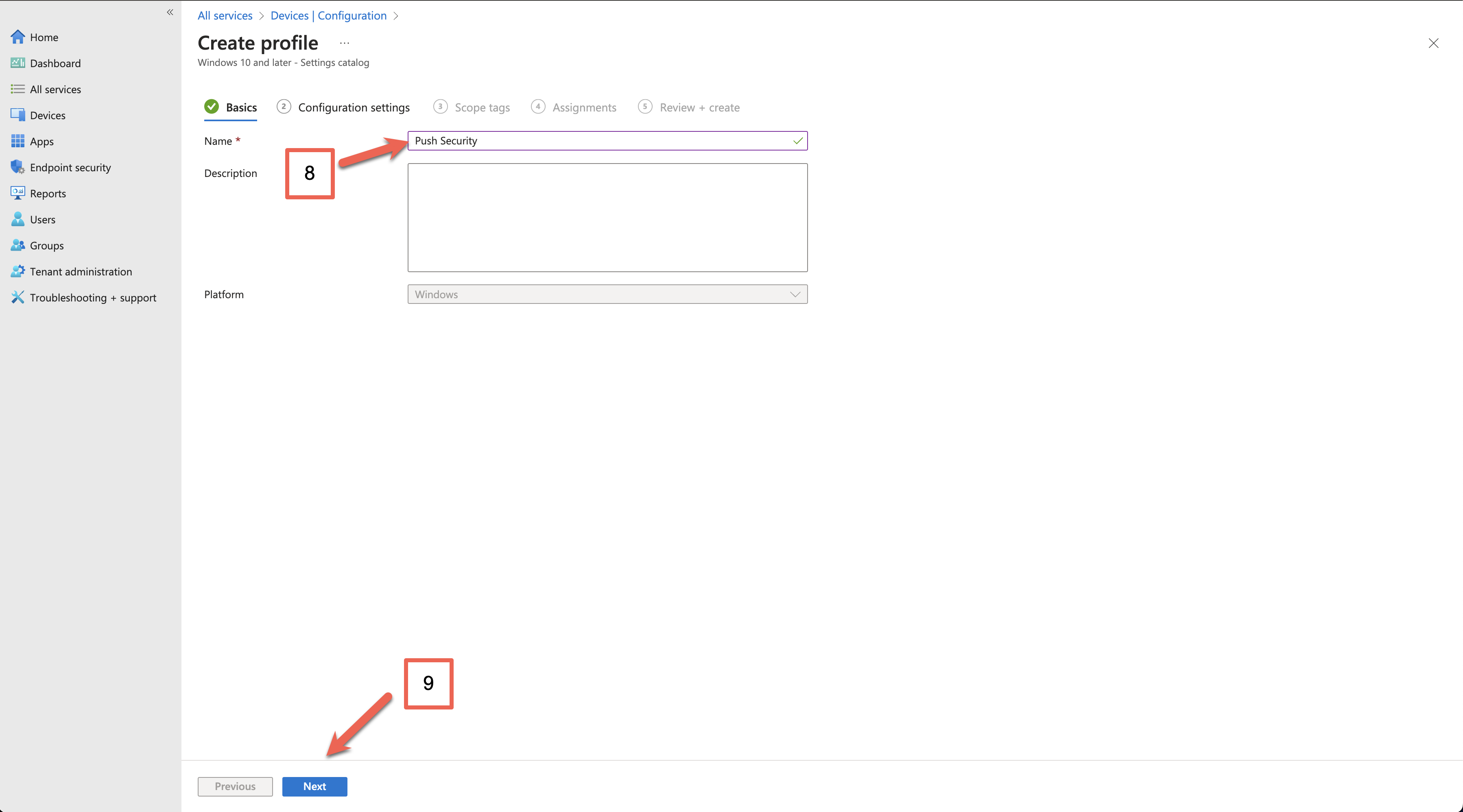 InTune - Device Management Profile Creation Chrome: KB 10054