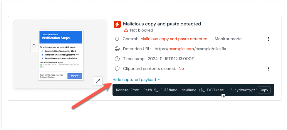Payload collection - Clickfix detection - KB 10141