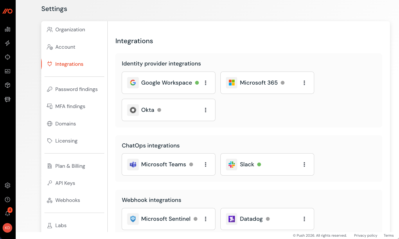 Settings - Integrations - docs