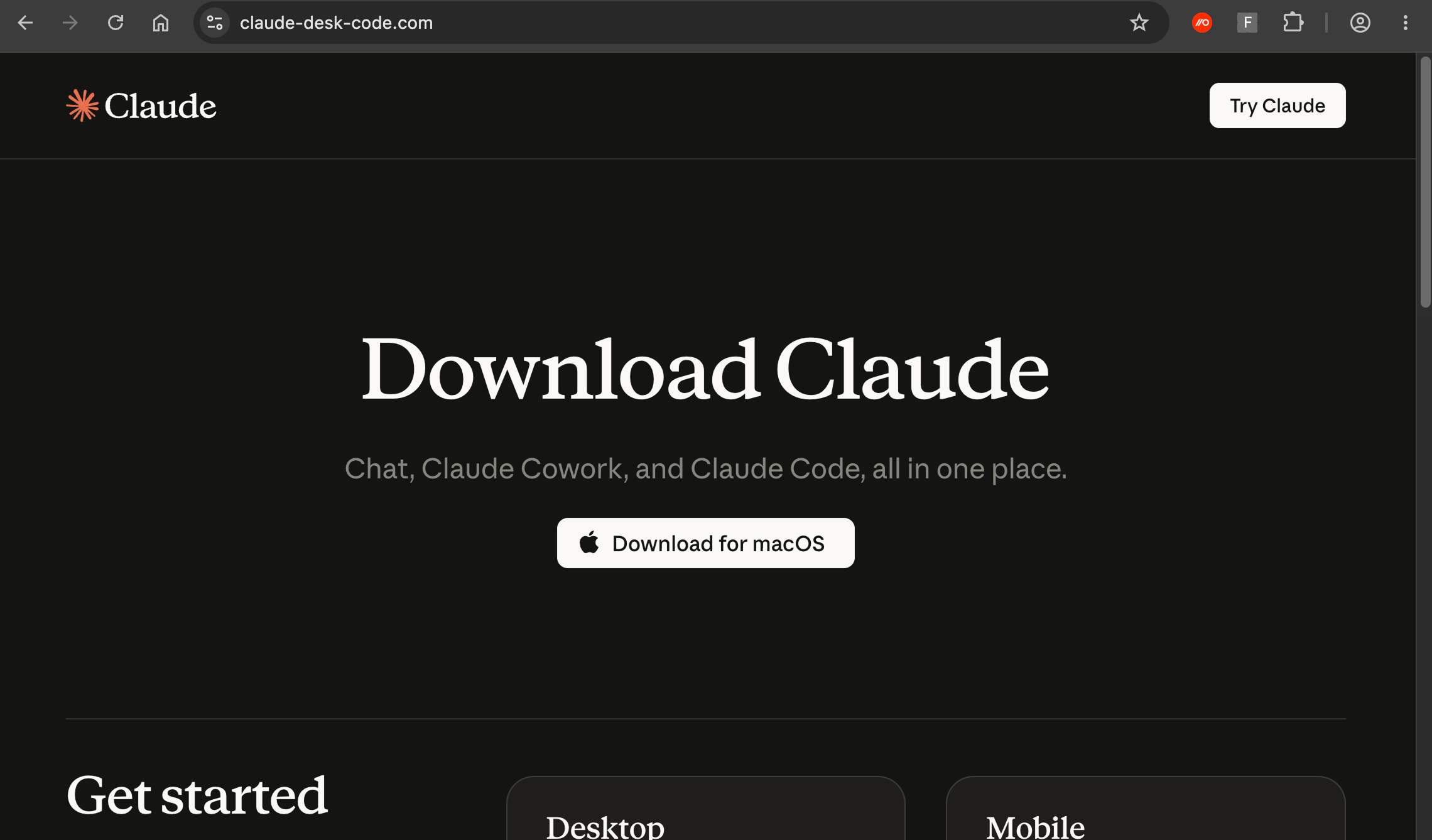 Fake Claude download page