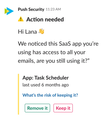 Phone show user-powered Slack message