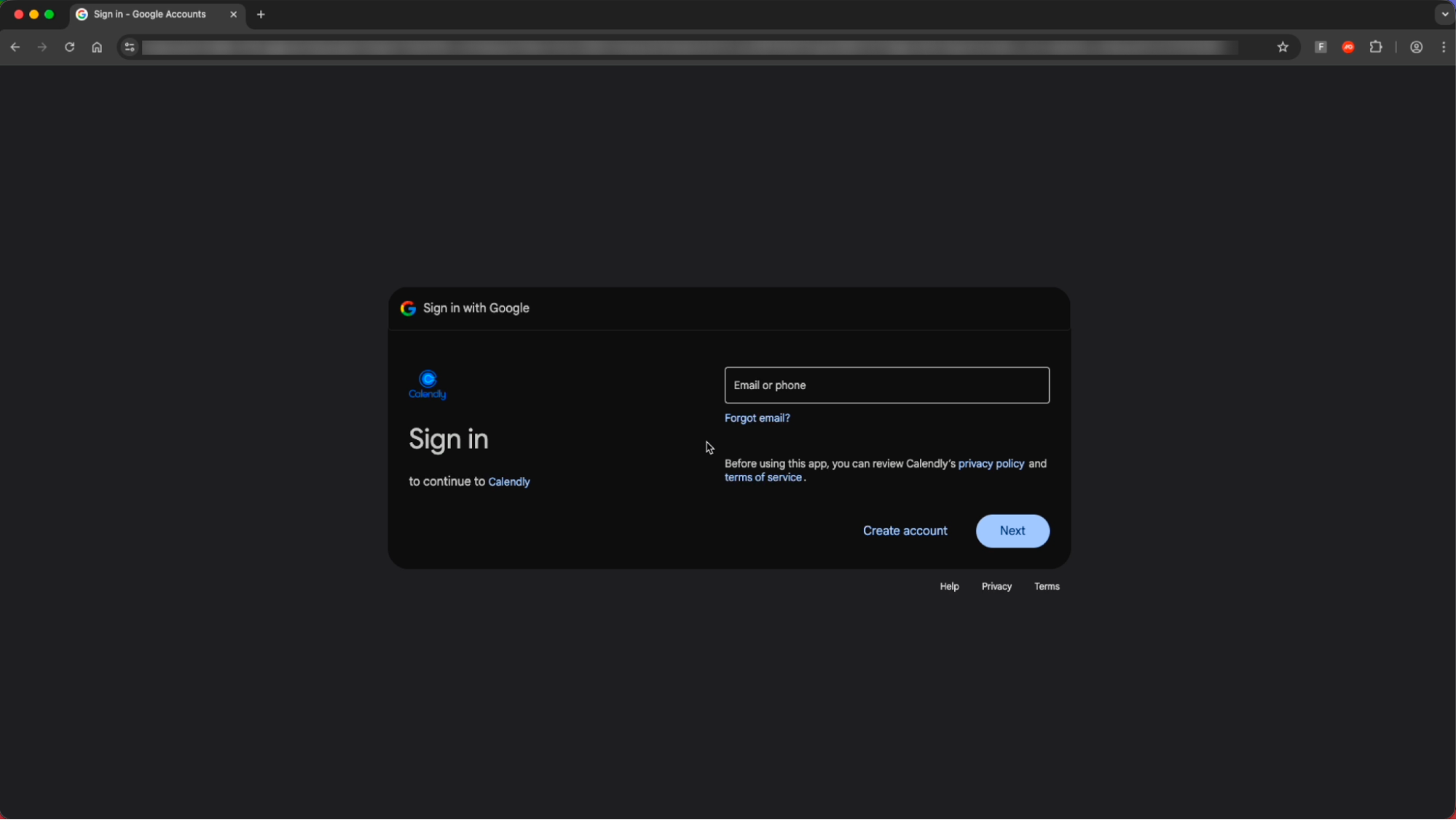 Calendly-themed AITM phishing page targeting Google Workspace accounts.