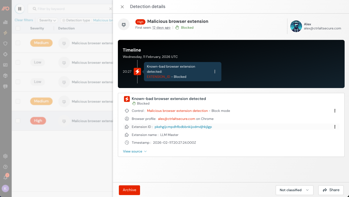 Push automatically blocks known-bad browser extensions.