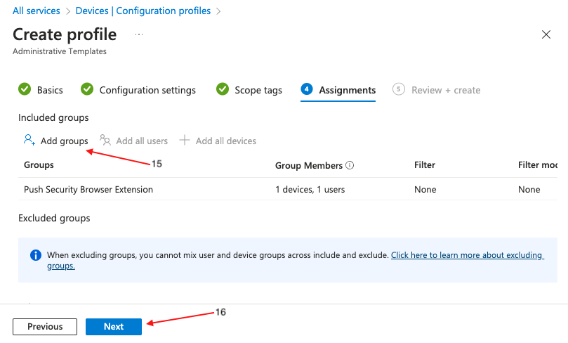 Intune - Firefox - create profile group assignments - docs