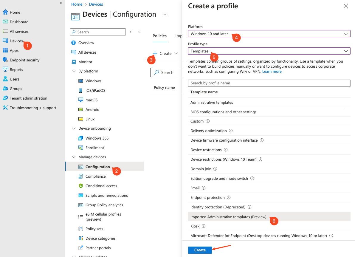 Intune MDM instructions for Brave - create a profile