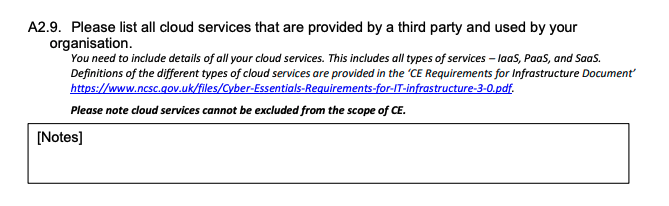 Cyber Essentials cloud question