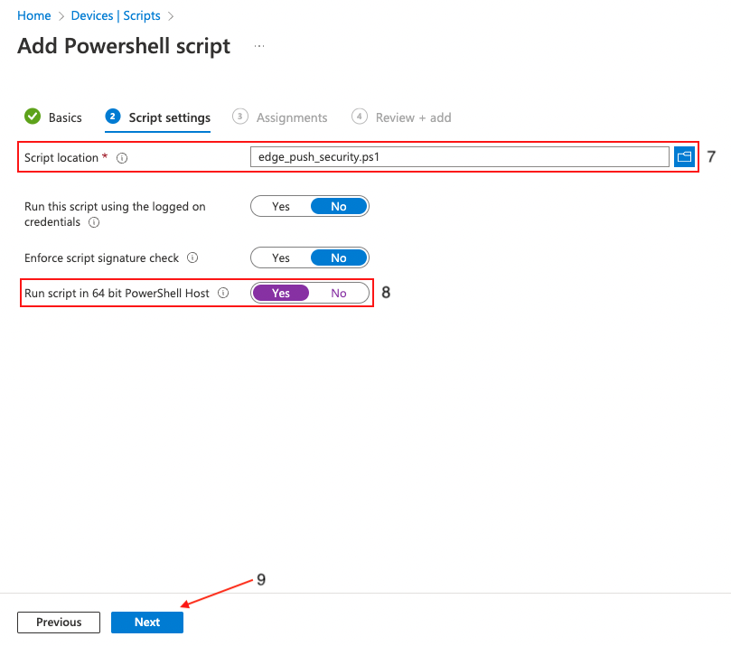 InTune - Device Management Powershell Edge step 2: KB 10055