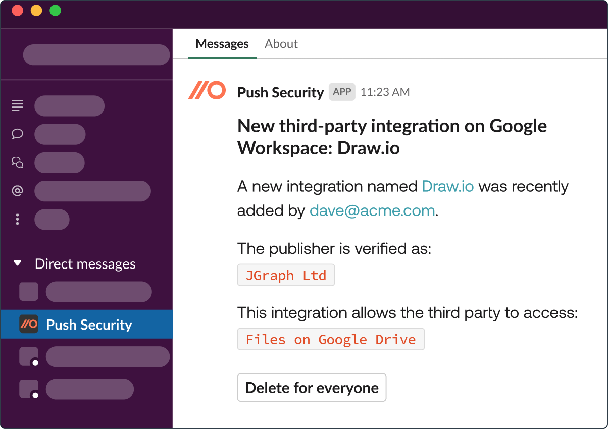Get instant alerts to new third-party integrations