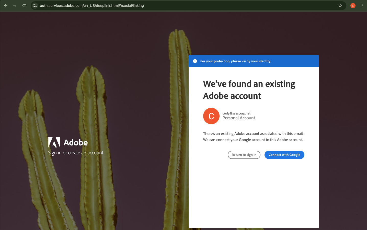 Adobe Google account linking and verification