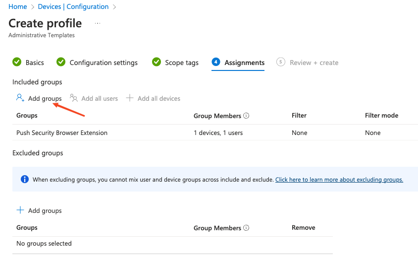 Intune MDM instructions for Brave - add groups