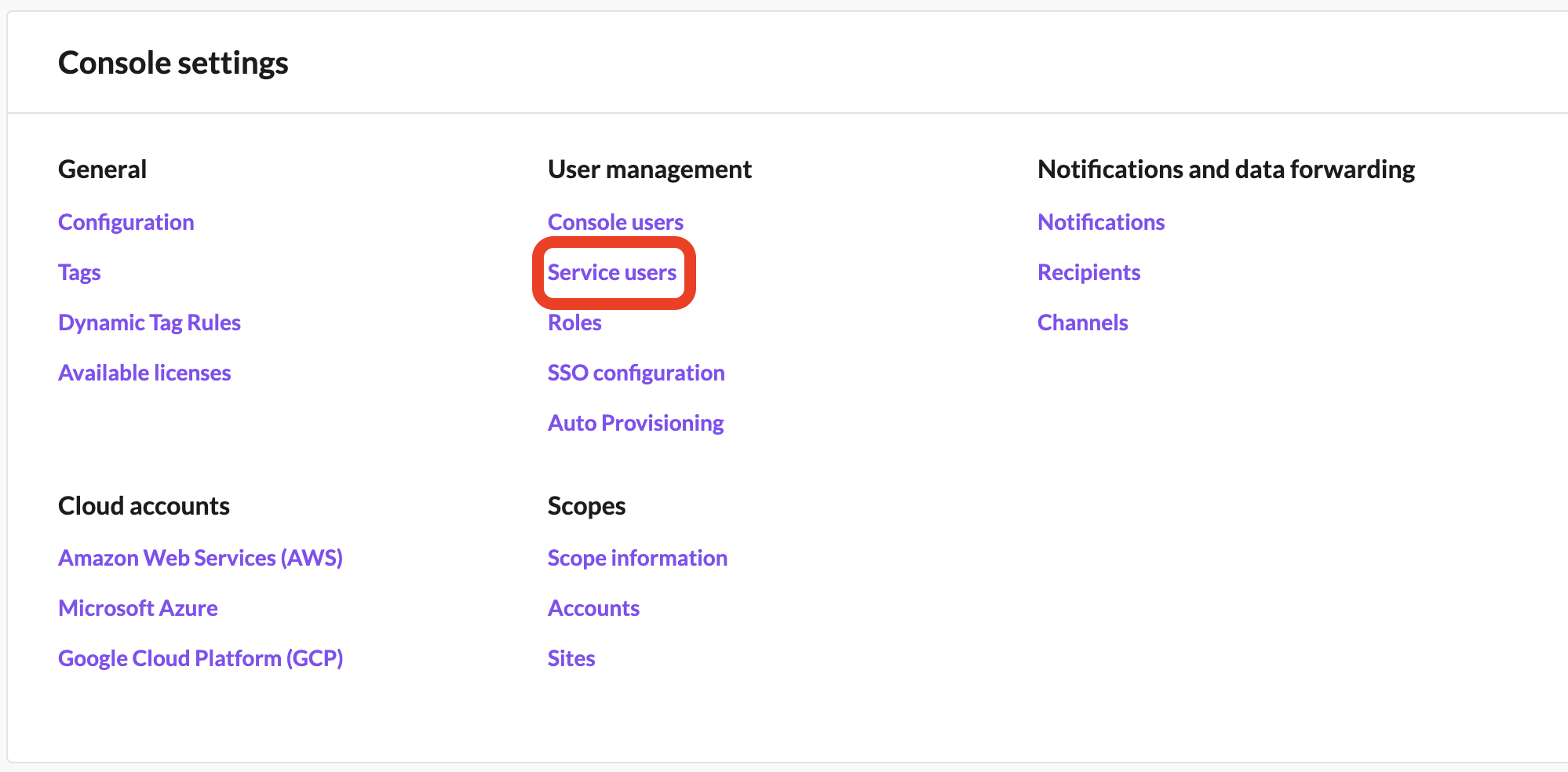 SentinelOne integration - service user