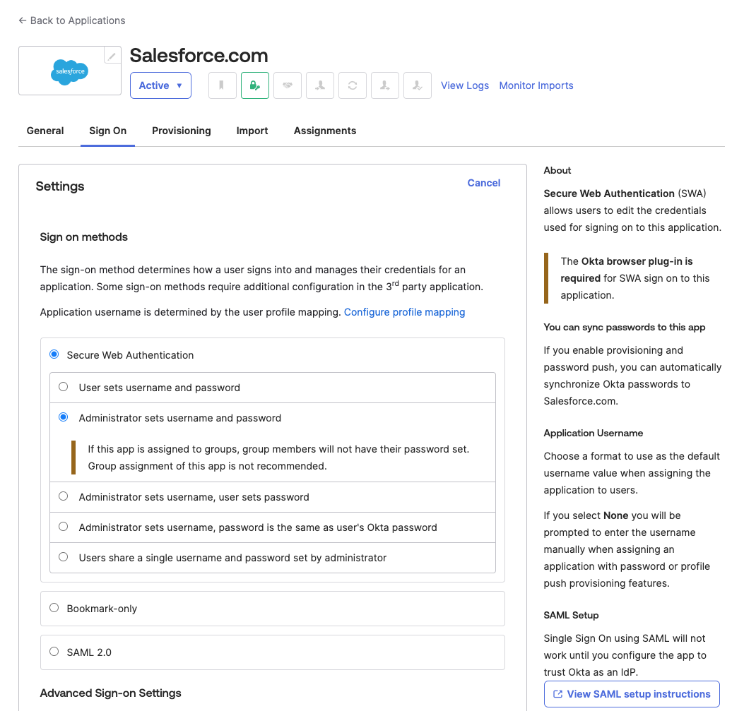 SWA for Salesforce 