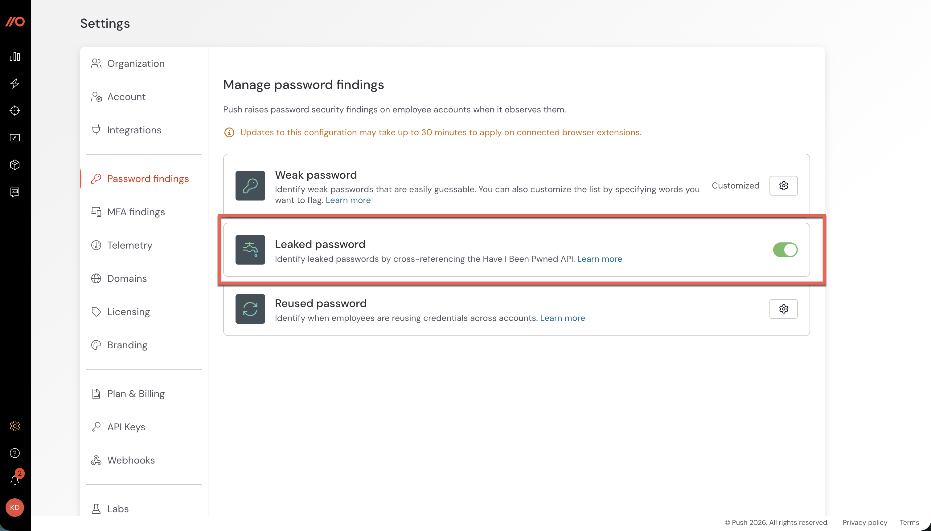 HIBP configuration screen - KB 10066