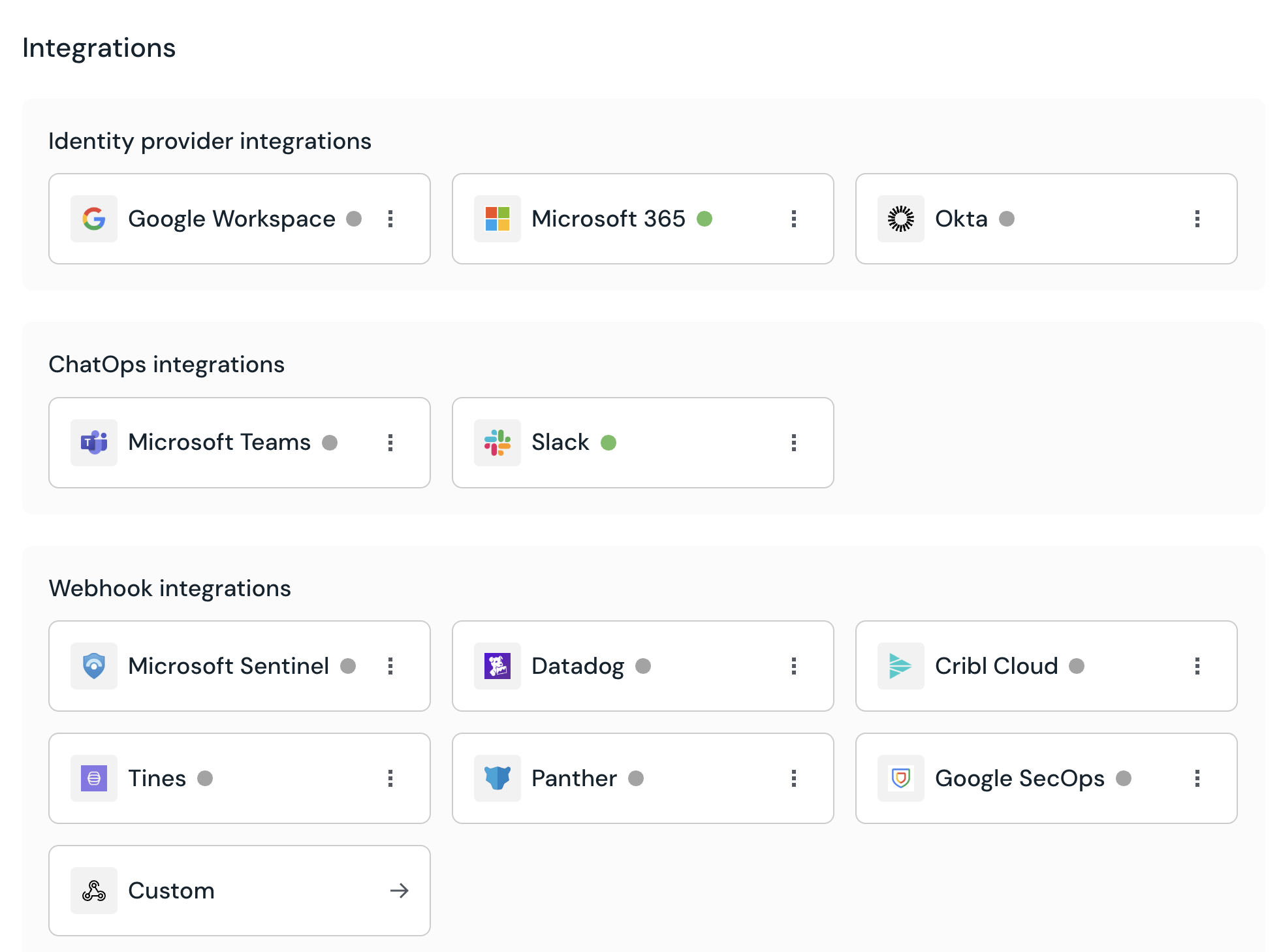 Integrations - Settings - docs - Administering Push
