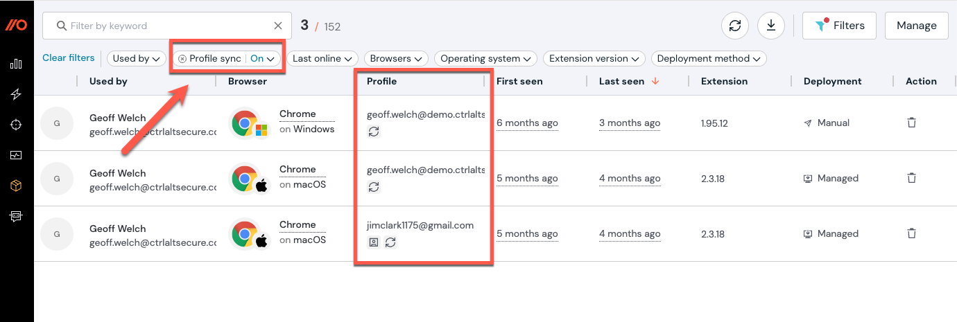 See browser profile across all browsers using Push