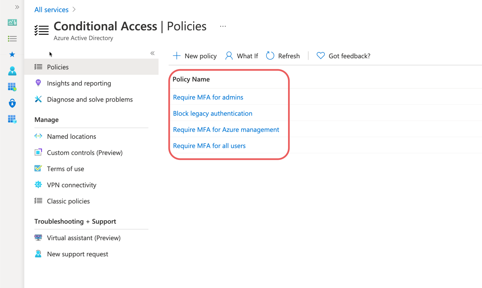 M365: Conditional access list policies
