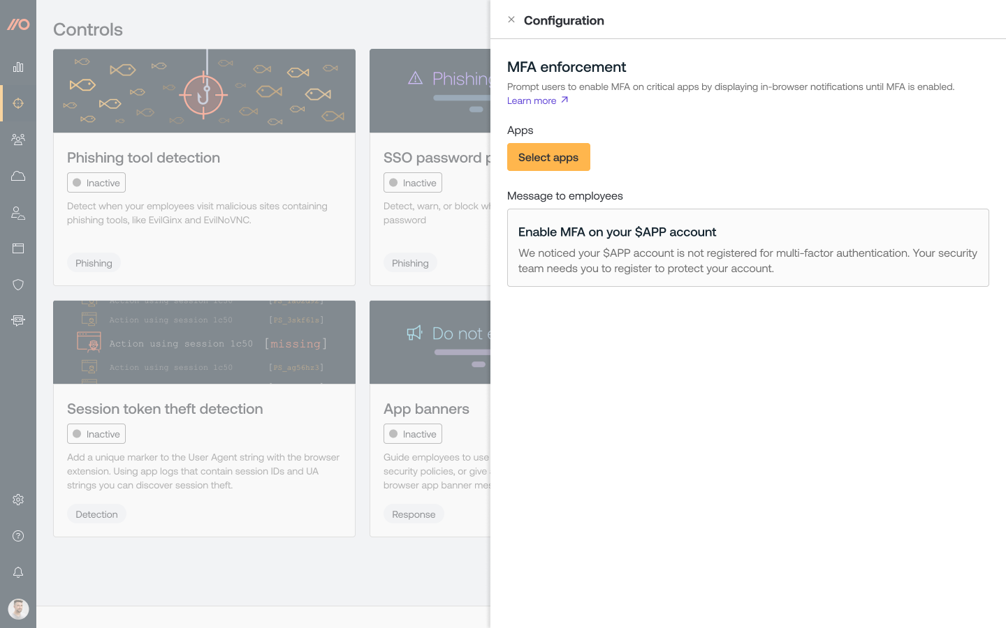 MFA enforcement configuration slideout - KB 10121