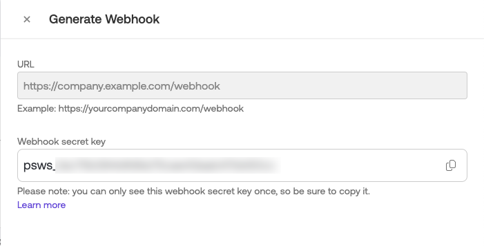 Webhook secret key example - docs - Connect to SIEM or SOAR