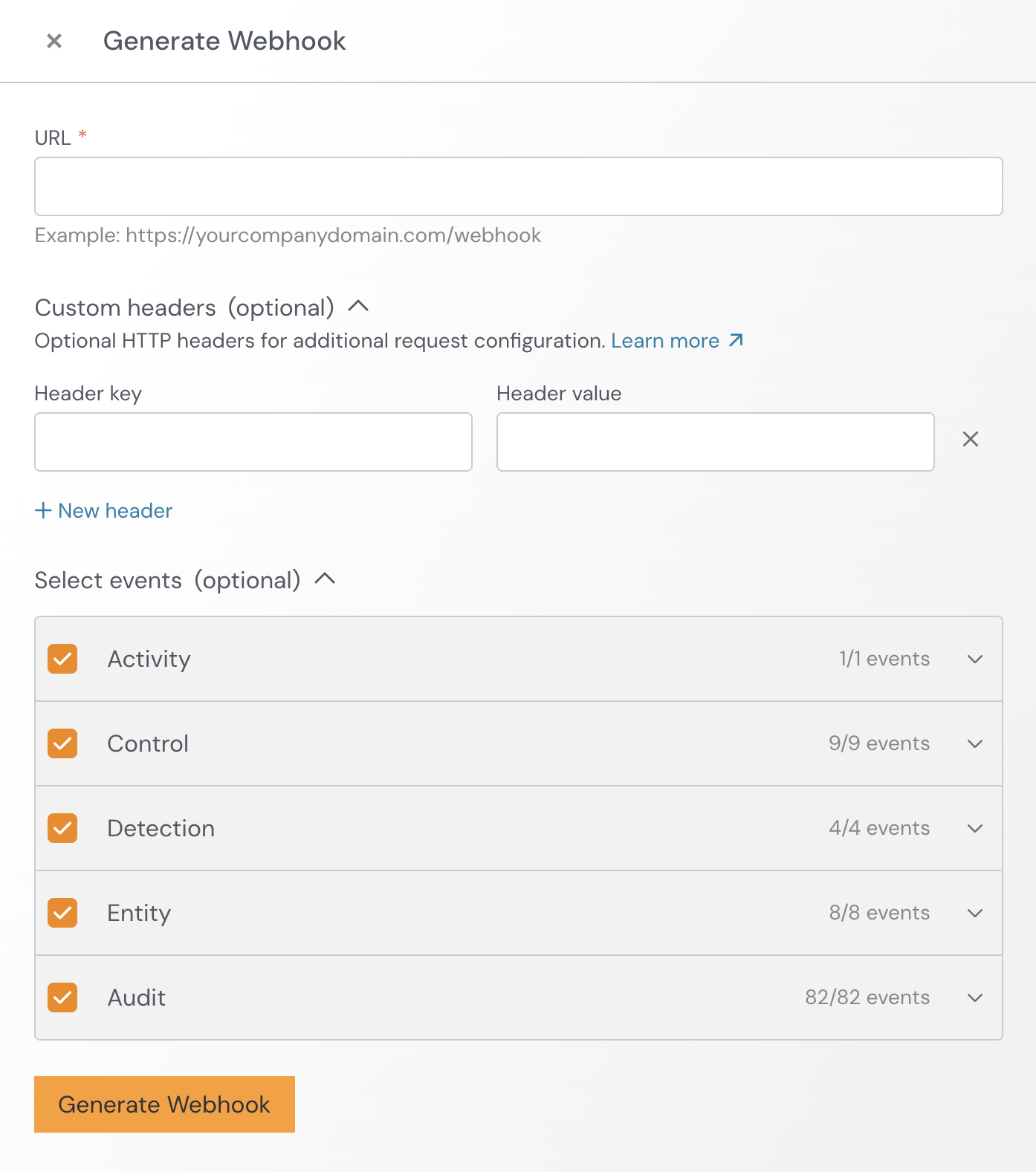 Webhook secret key example - docs - Connect to SIEM or SOAR