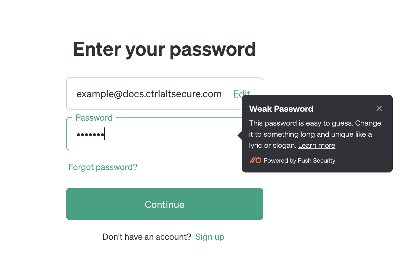 Inline password guidance - docs - Manage security controls