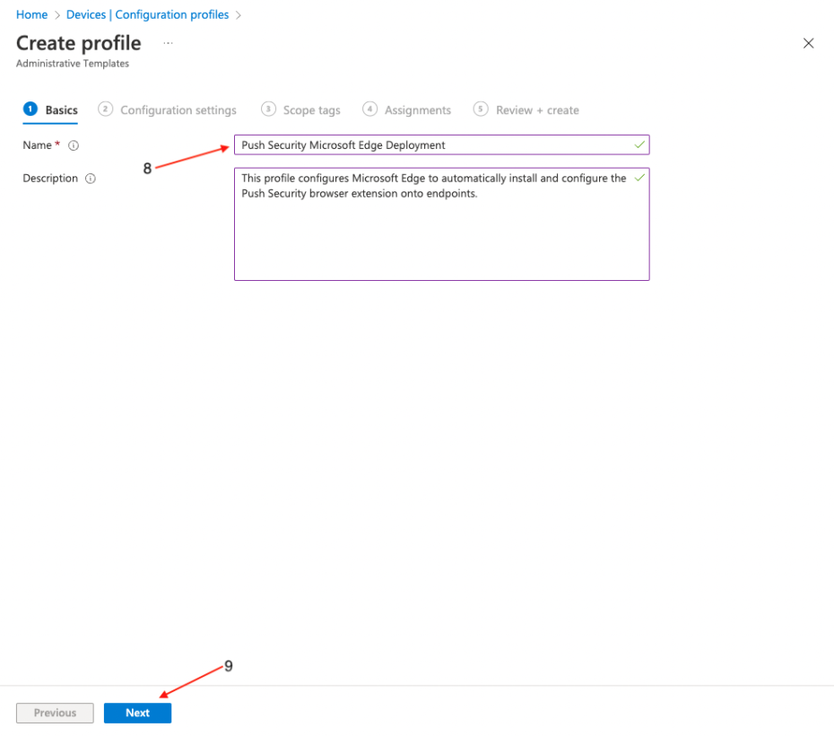 InTune - Device Management Profile Creation Edge: KB 10055