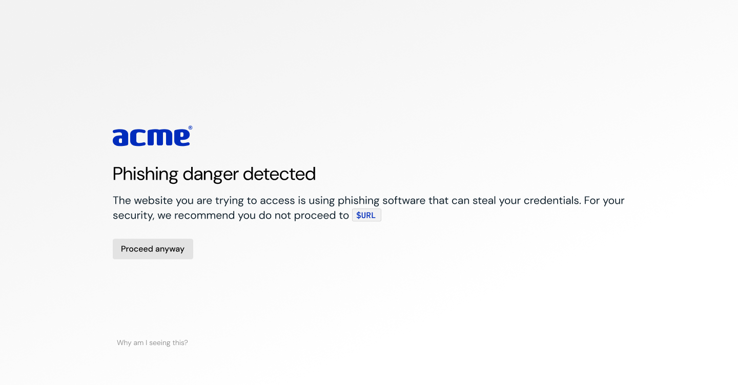 Branded warn screen example - light style - KB 10147
