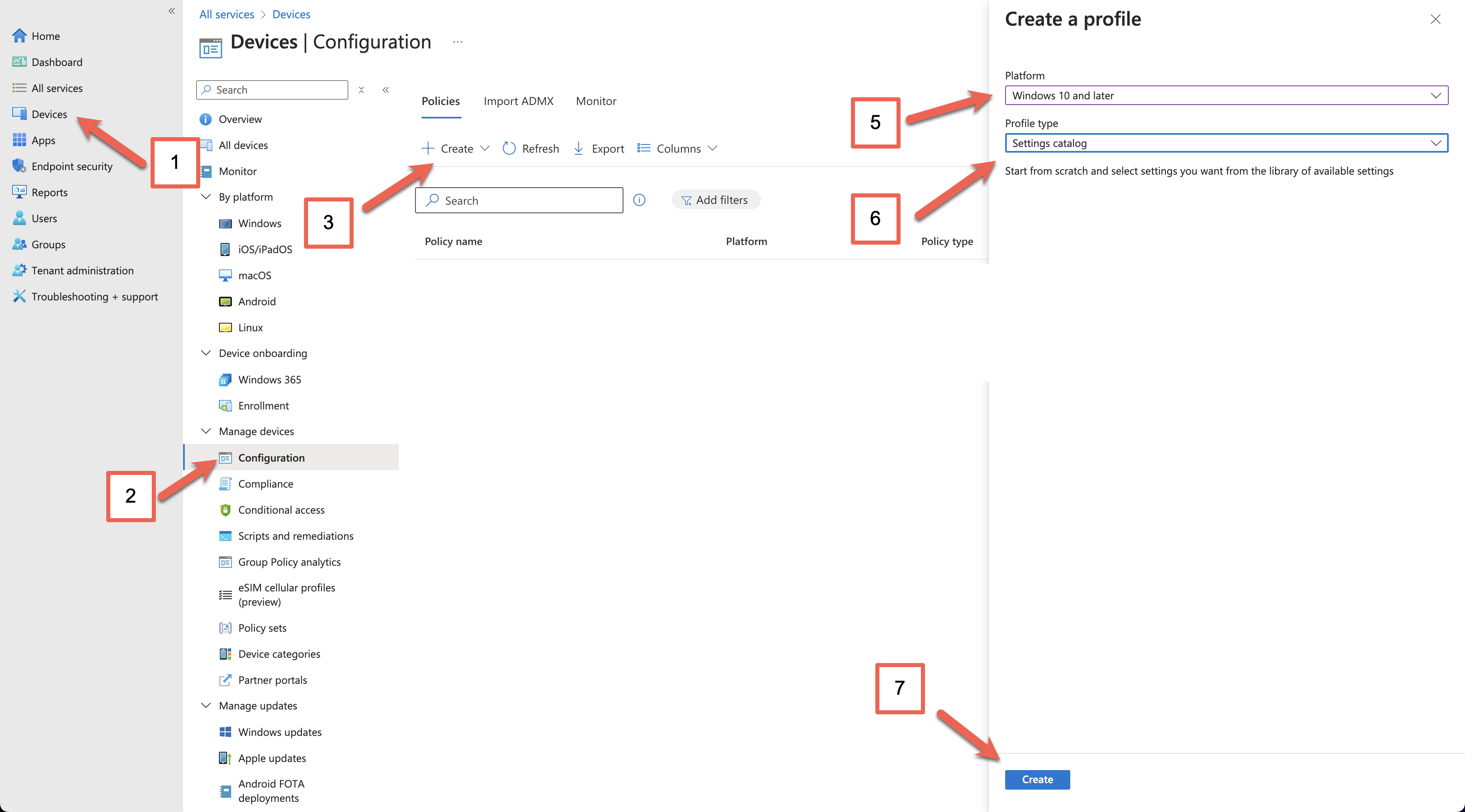 InTune - Create Configuration Profile: KB 10054 10055