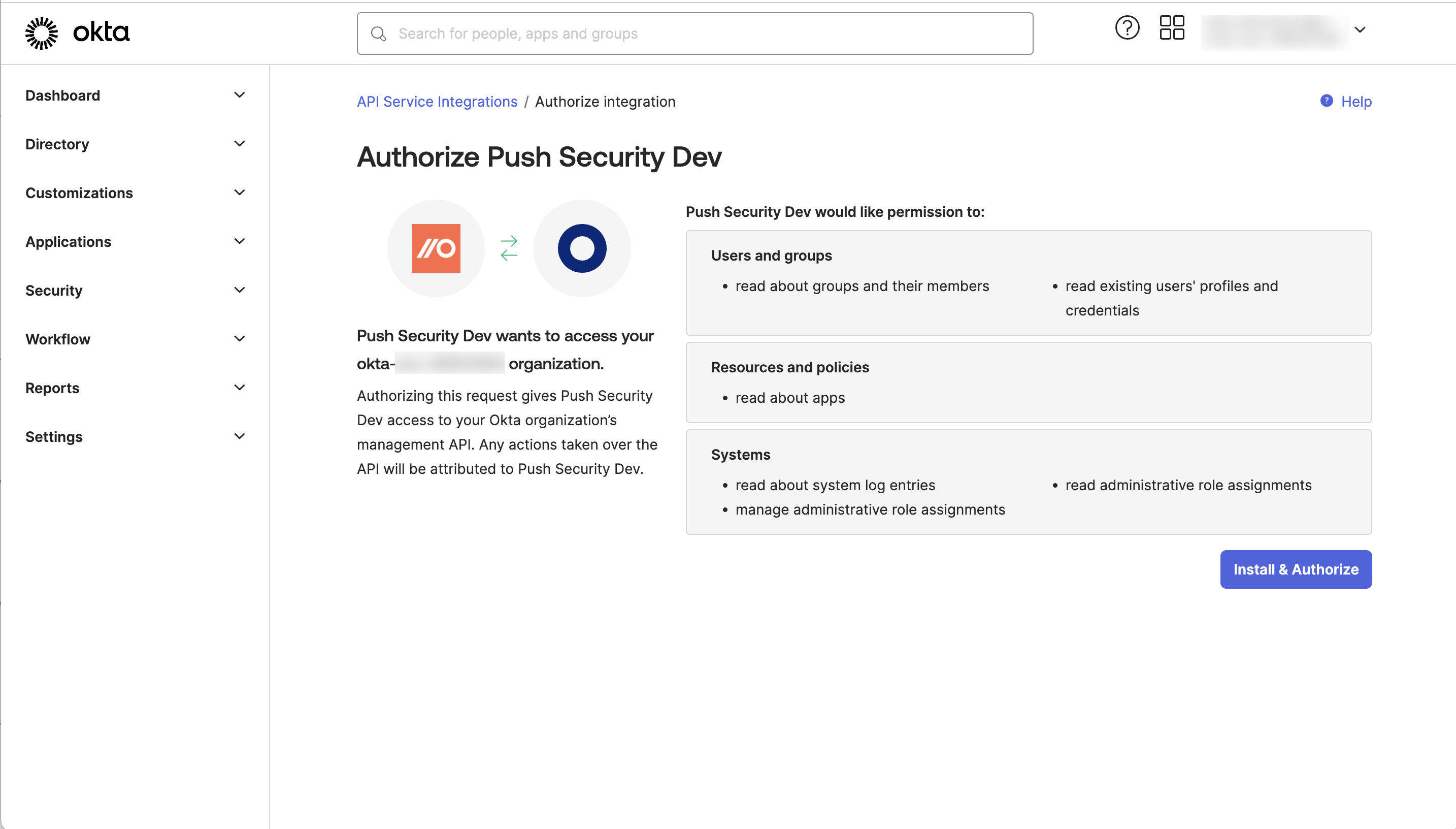 Install and authorize Okta integration - Add employees - docs