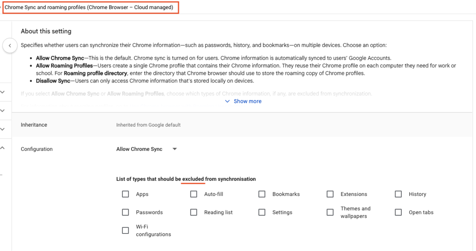 Preventing browser profile syncing in Chrome