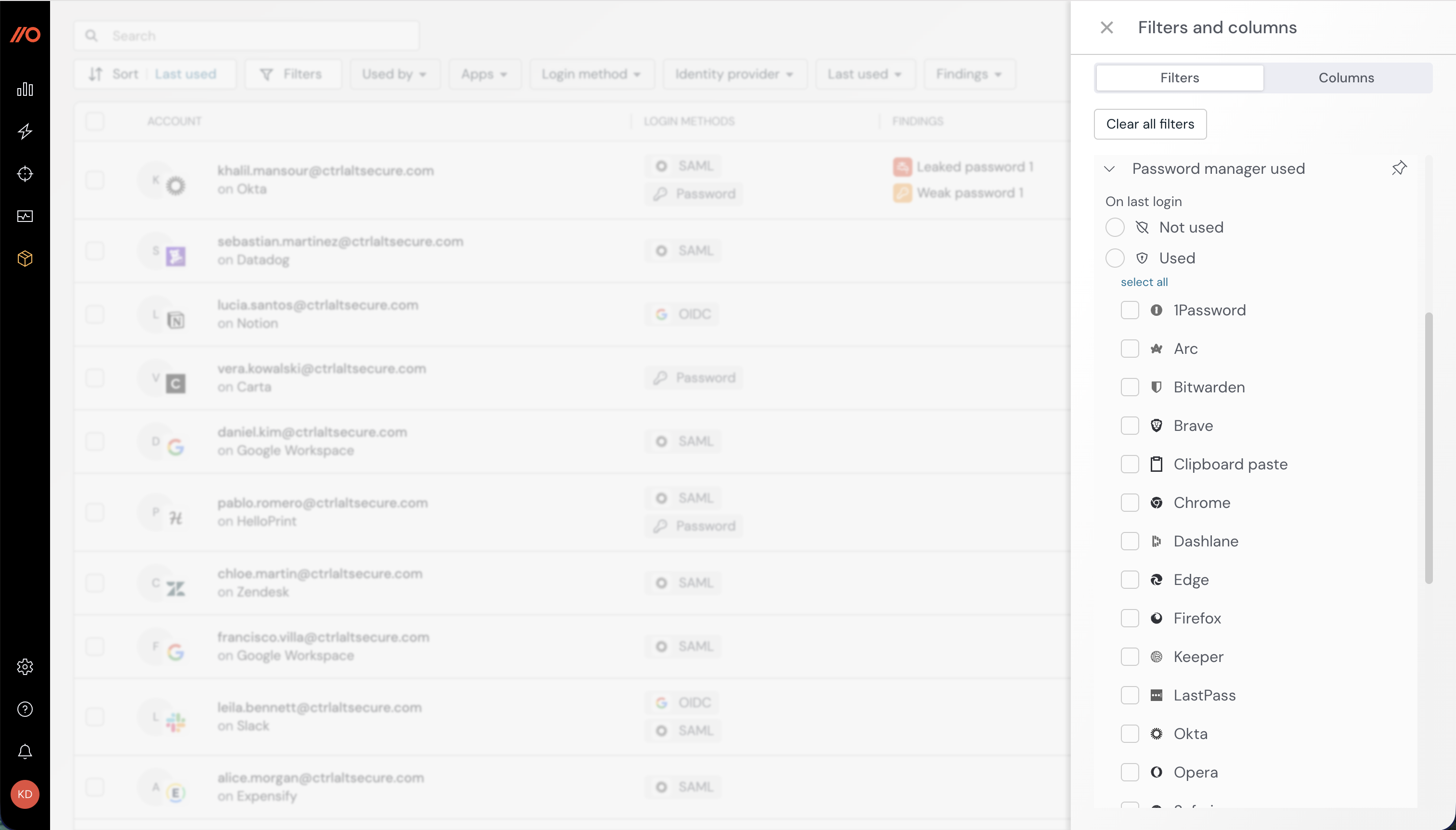 Password manager Findings filter - KB 10085