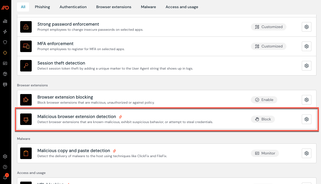Enabling the malicious extension detection feature in the Push platform