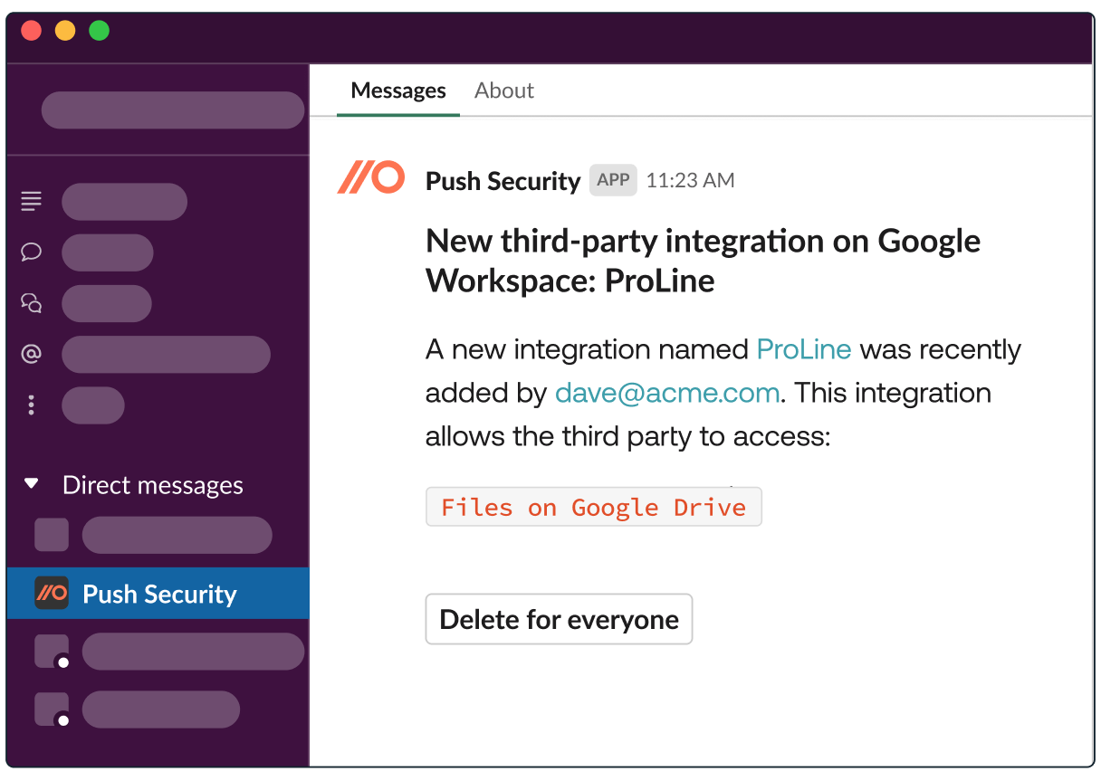 Get alerted immediately to new SaaS and third-party integrations