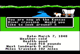 Oregon Trail river crossing screenshot