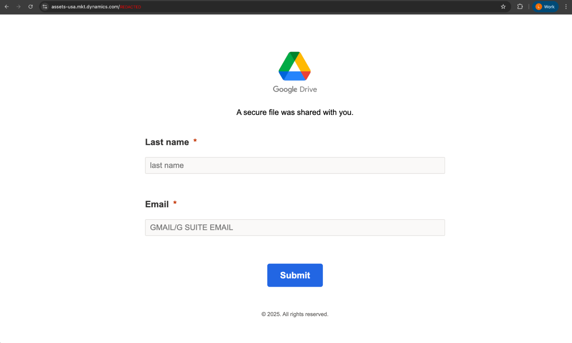 Microsoft Dynamics page designed to look like a Google Drive form.