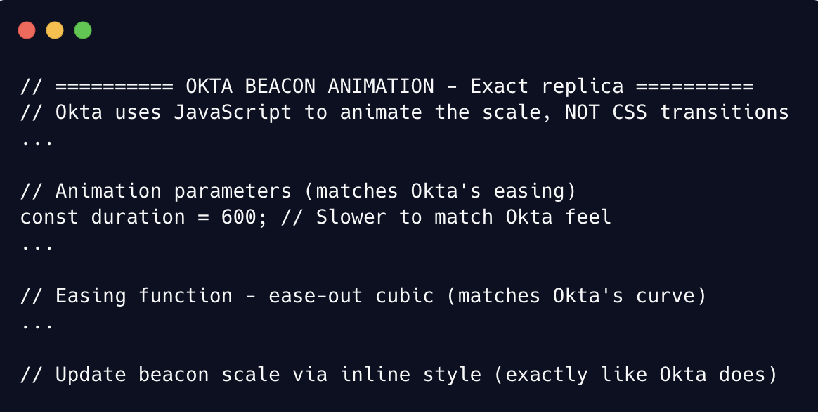 Evidence of LLM use in cloning the Okta login pages.