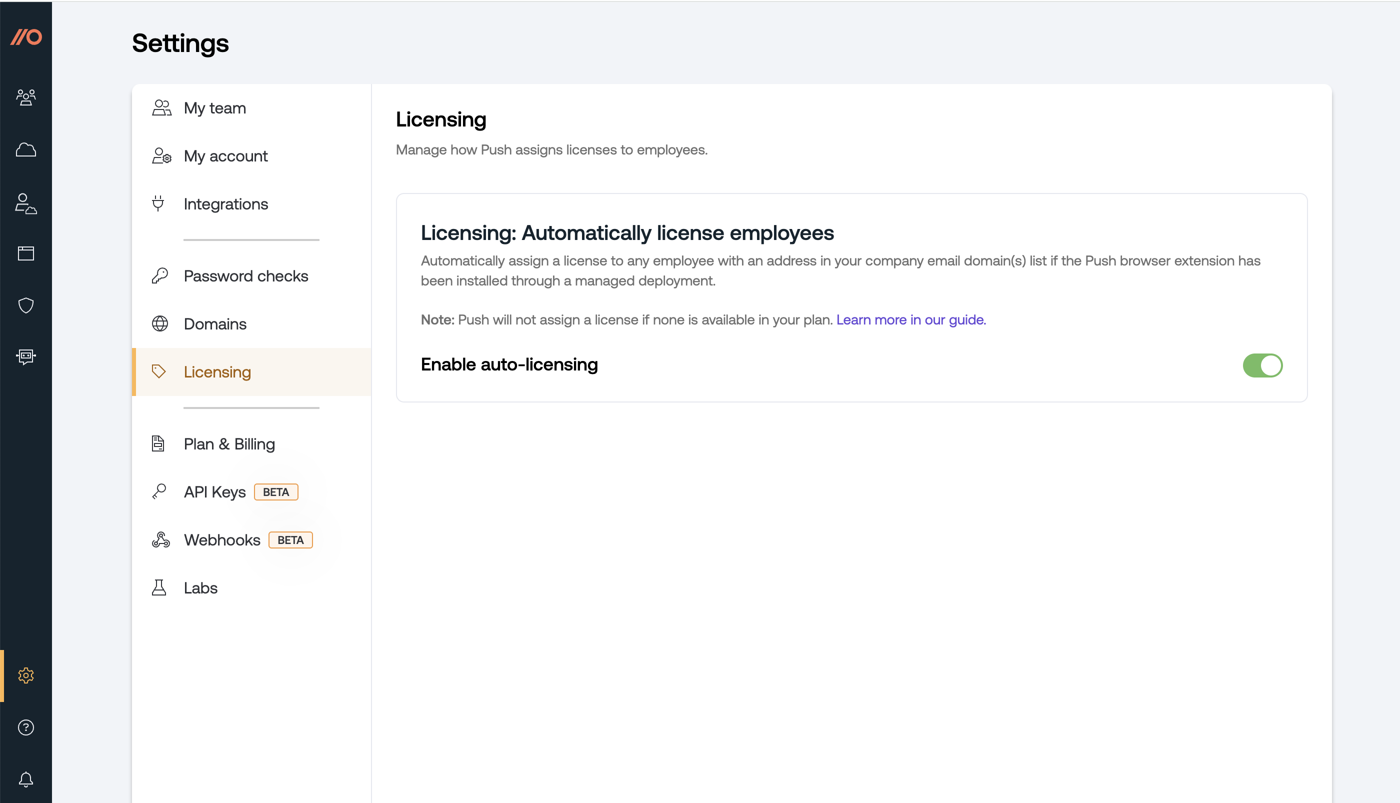 Automatic licensing toggle on Settings - KB 10098