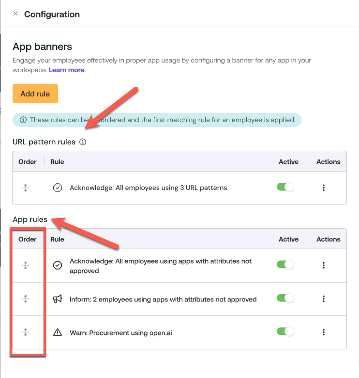 Control config rules - Drag to order - KB 10125