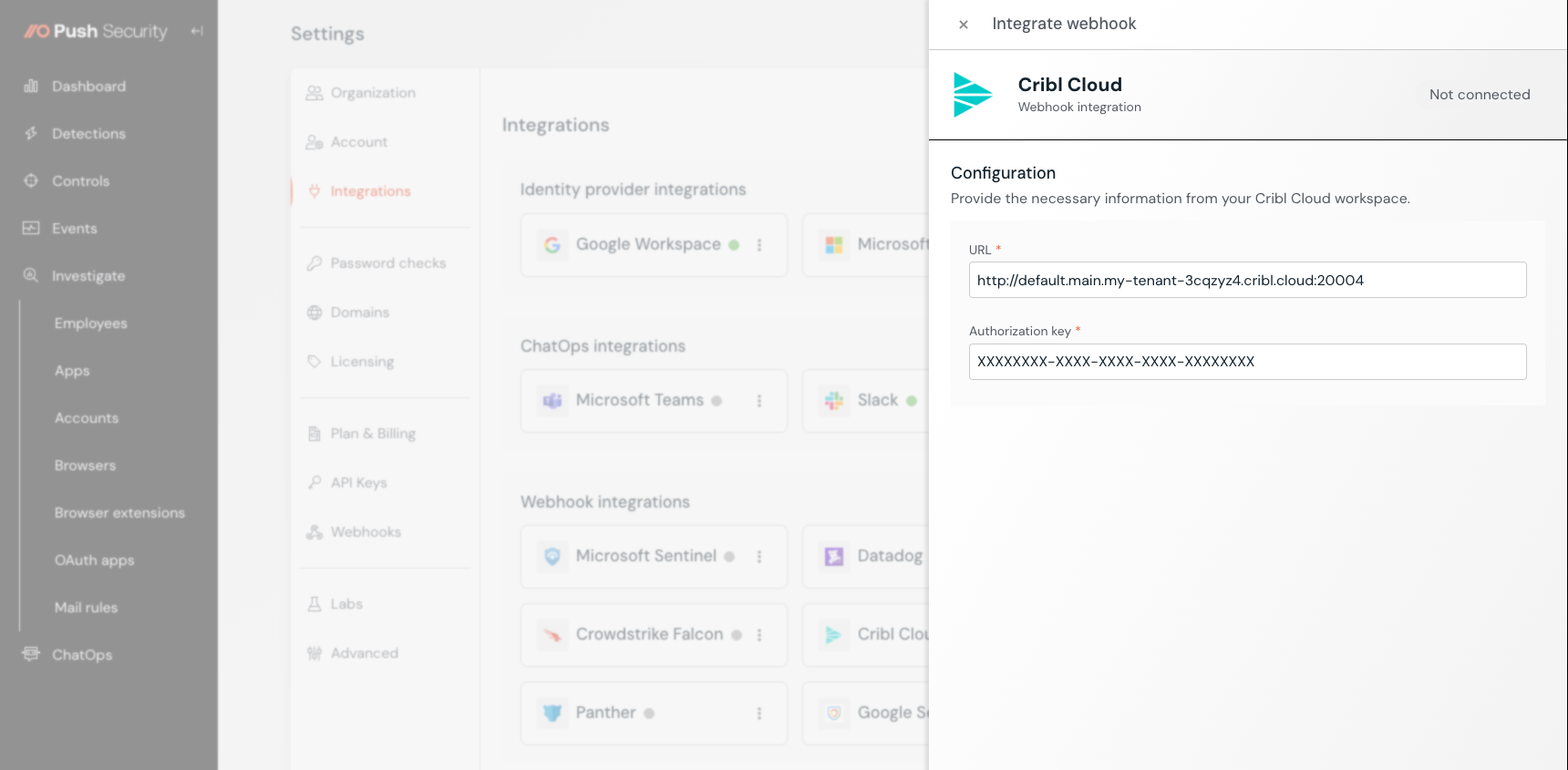 Cribl Cloud integration setup step 4 - docs