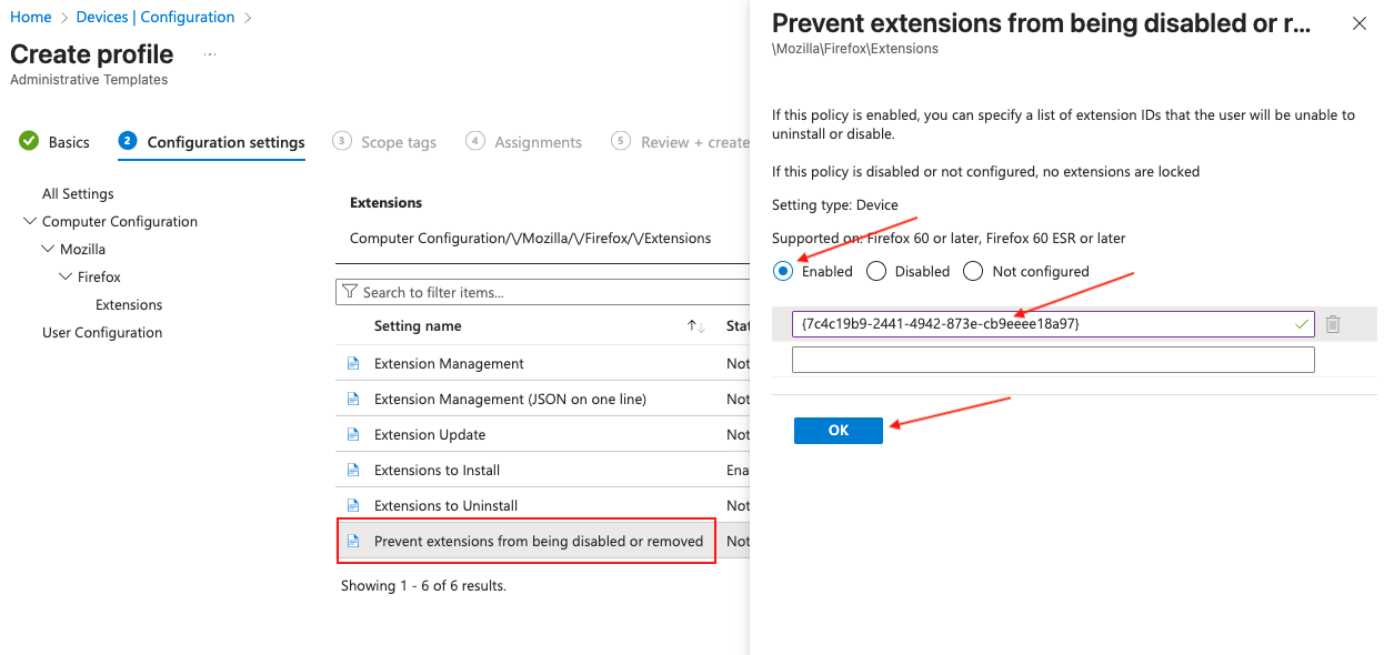 Firefox install Microsoft Intune - prevent extensions from being disabled - docs