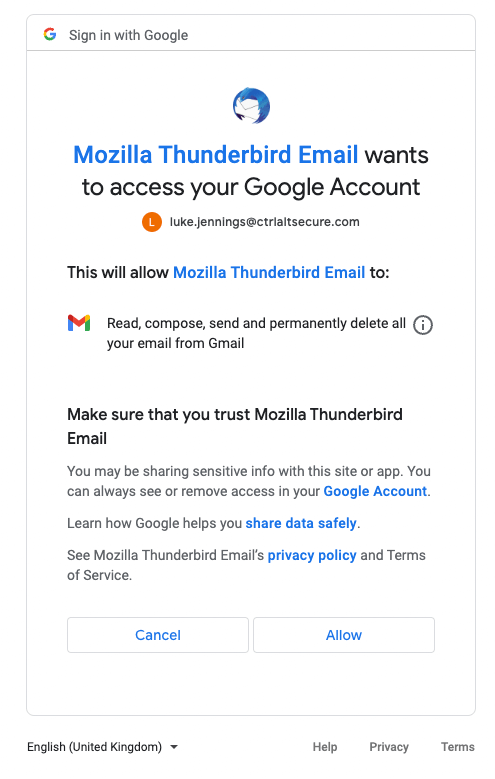 Thunderbird email access