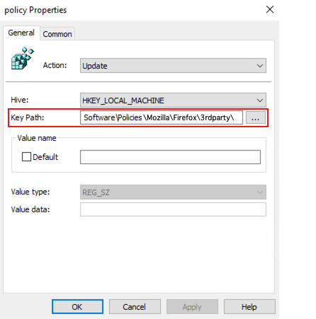 Firefox install group policy - policy properties - docs