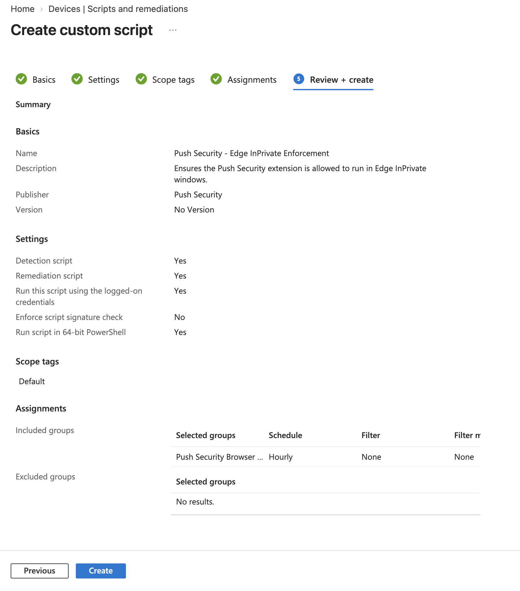 Generate MDM config with incognito scripts - create custom script step 4 review - KB 10162