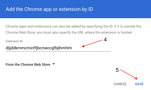 Add Chrome app or extension by ID page: KB 10051