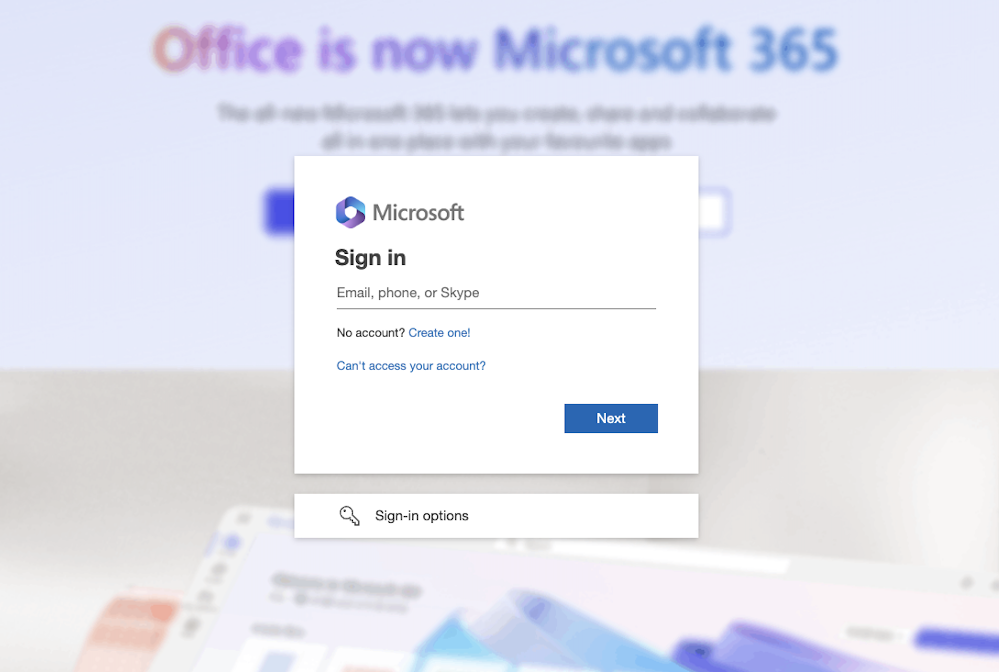 An example of a blurred background used by a phishing kit targeting Microsoft logins