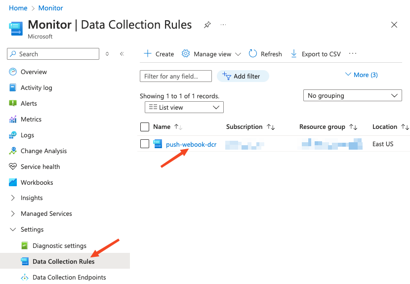 Azure data collection rule step 6 - Sentinel SIEM