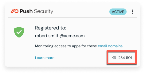 Screenshot of an employee verification code seen in the browser
