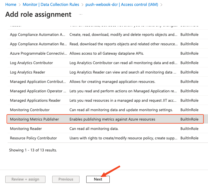 Azure data collection rule step 8 - Sentinel SIEM