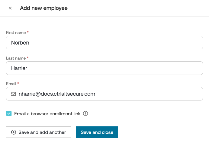 Manually add user - docs - Add employees