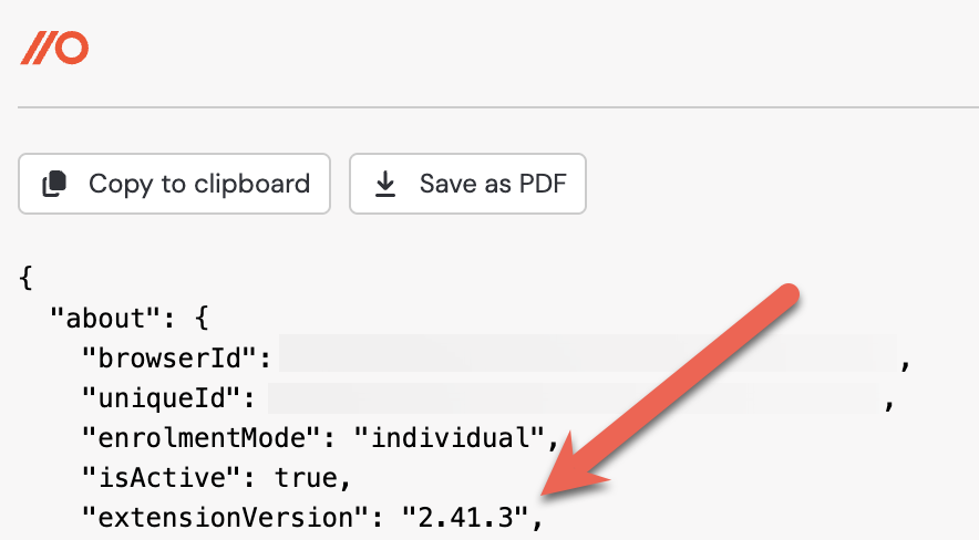 Extension version screenshot - KB 10072