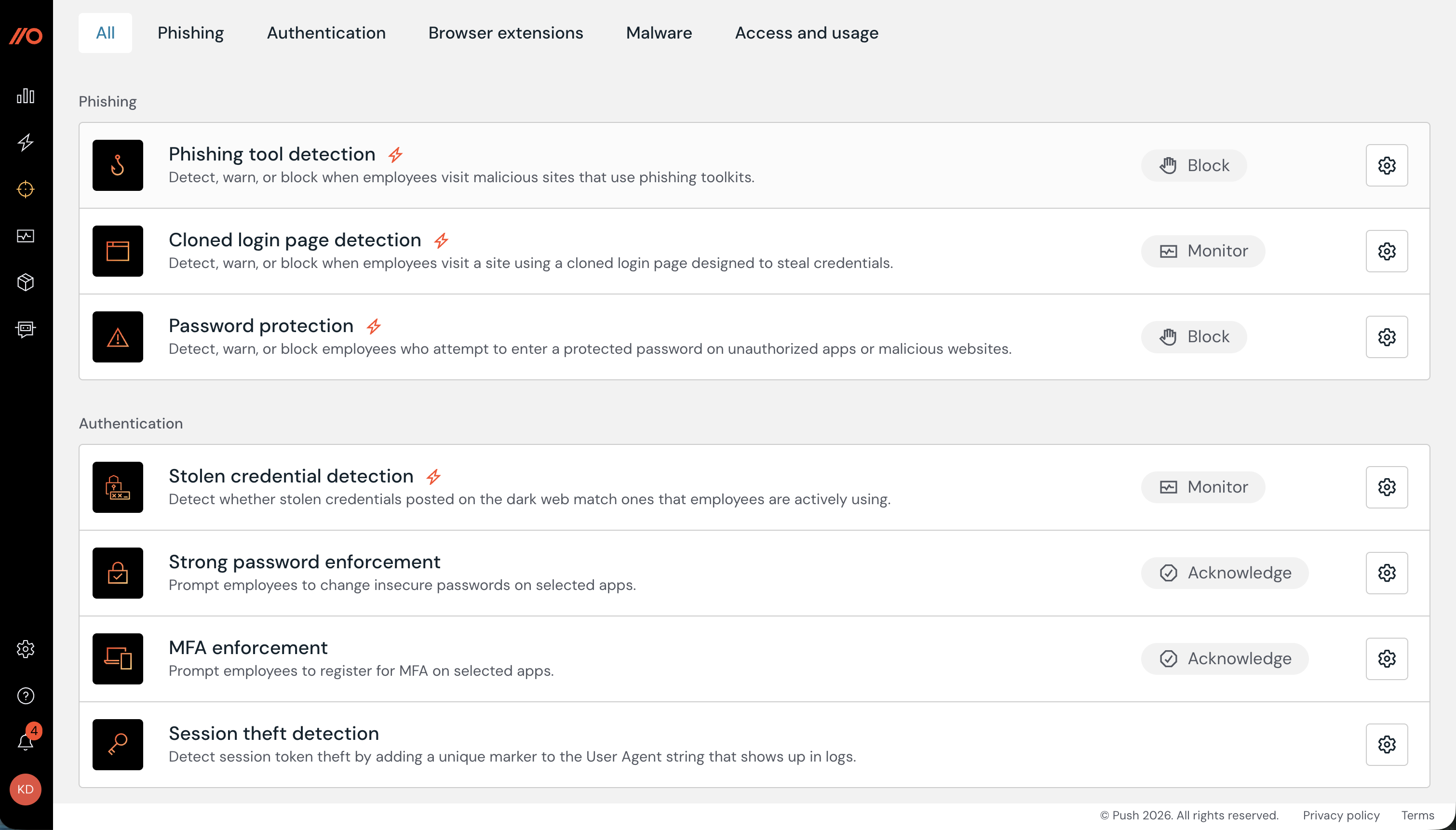 Controls page - docs - Administering Push